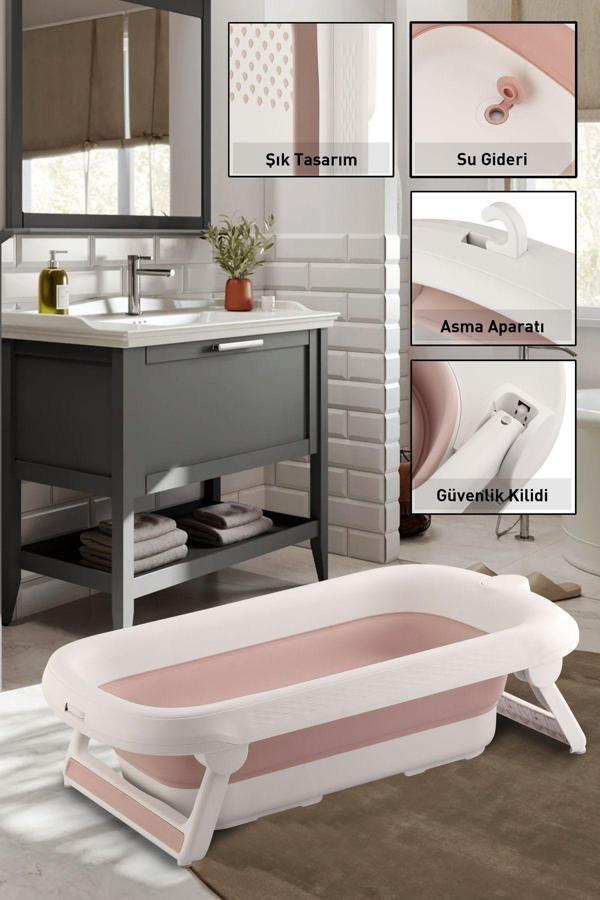 Zuu Baby Bebek Küveti Katlanır Lüks Aqua Nest Pembe 45 Litre - Image 1