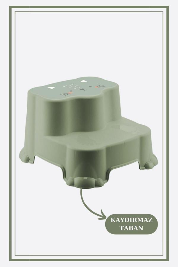 Zuu Baby Kaydırmaz Çocuk Taburesi - Çift Basamaklı Banyo Lavabo Merdiven Yükseltici Bebek Basamağı Yeşil - Image 1