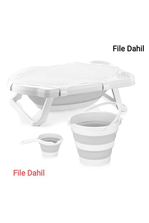 Zuu Baby Katlanabilir Banyo Seti Küvet Kova Ve Maşrapa File Hediyeli -Gri - Image 1