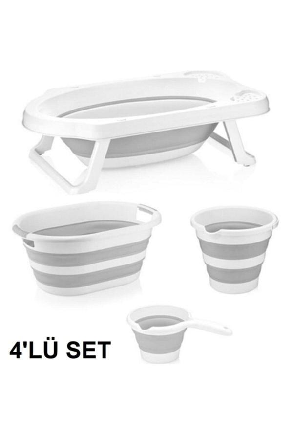 Zuu Baby Katlanabılır Banyo Seti Gri 4 Lü Set - Image 1