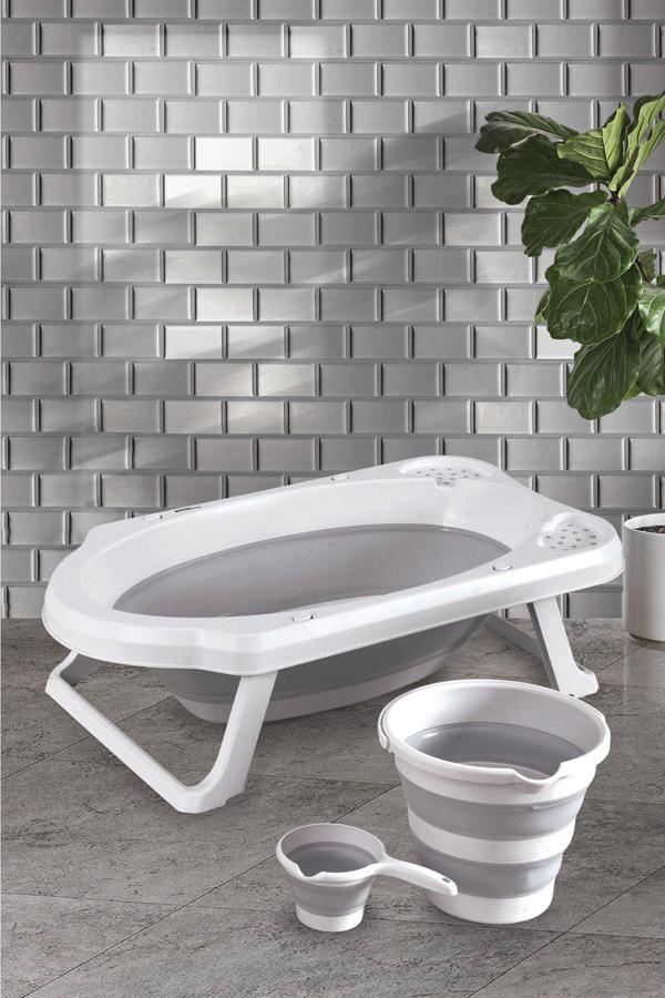 Zuu Baby Gri Katlanır Banyo Seti - Image 1