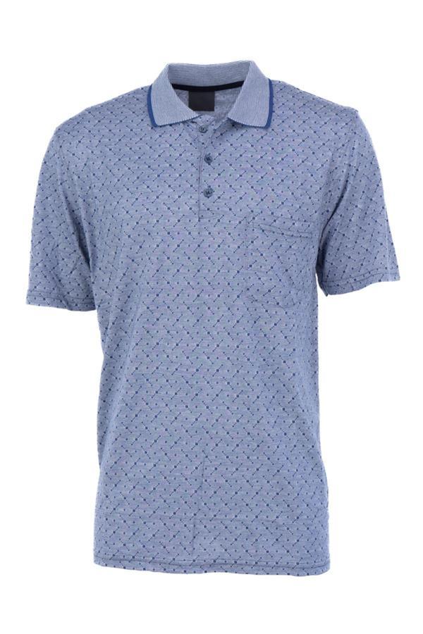 Oppland Erkek T-shirt Yazlık Cepli Kısa Kollu Modern Jakarlı Karelli Model Rahat Kesim Pamuklu Kumaş - Image 1
