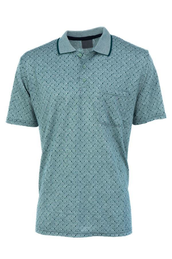 Oppland Erkek T-shirt Yazlık Cepli Kısa Kollu Modern Jakarlı Karelli Model Rahat Kesim Pamuklu Kumaş - Image 1