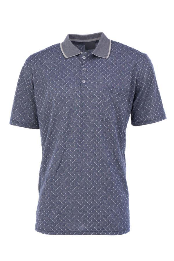 Oppland Erkek T-shirt Yazlık Cepli Kısa Kollu Modern Jakarlı Karelli Model Rahat Kesim Pamuklu Kumaş - Image 1