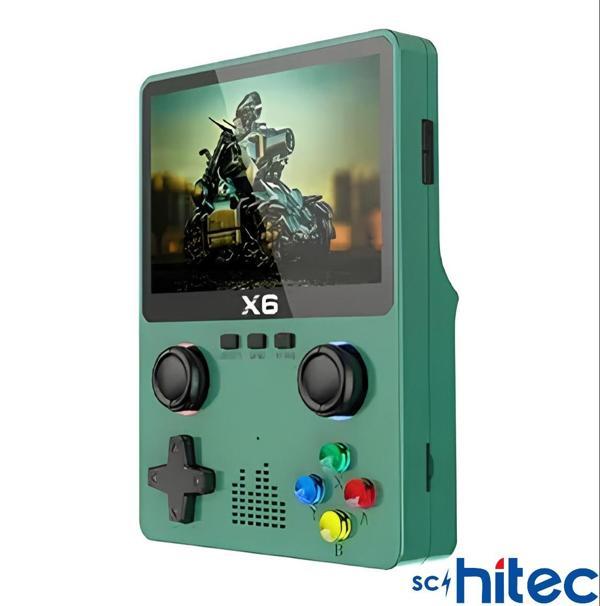 ScHitec X6 3.5inç IPS Ekran Taşınabilir Retro El Atari Oyun Konsolu 10000 Oyunlu Tv Bağlanan 32Gb Yeşil - Image 1