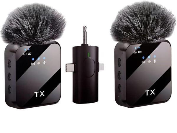 ScHitec 3in1 Type-C Lightning 3.5mm Çıkışlı İkili Kablosuz HD Wireless Yaka Mikrofonu F11-2 - Image 1