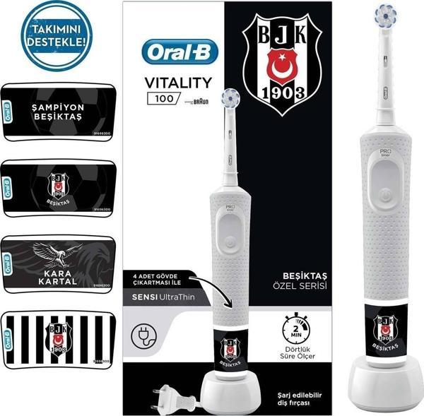 Oral-B D100 Vitality Şarj Edilebilir Diş Fırçası Beşiktaş Özel Seri - Image 1