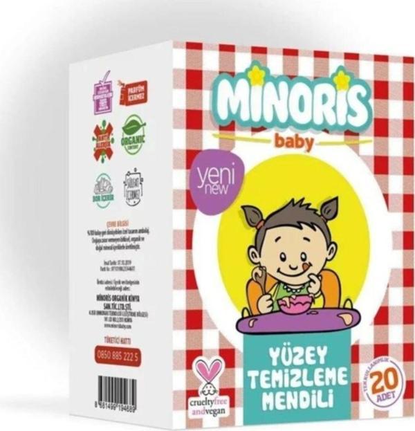 Minoris Organik Yüzey Temizleme Mendili Tek Paketli 20 Adet - Image 1