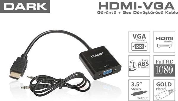 Dark DK HD AHDMIXVGA HDMI TO VGA ve SES Aktif Dijital-Analog Dönüştürücüsü - Image 1