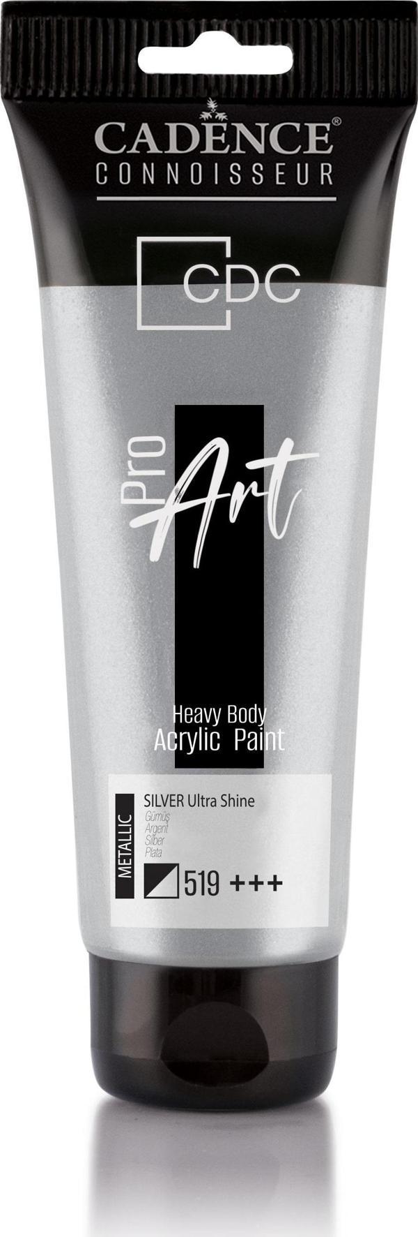 Cadence PROART HEAVY BODY  METALİK ULTRA PARLAK AKRİLİK BOYA PRD-519 GÜMÜŞ 120 ml - Image 1