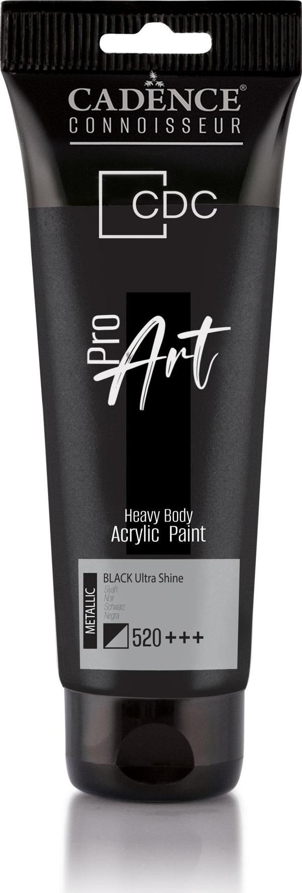 Cadence PROART HEAVY BODY  METALİK ULTRA PARLAK AKRİLİK BOYA PRD-520 SİYAH 120 ml - Image 1