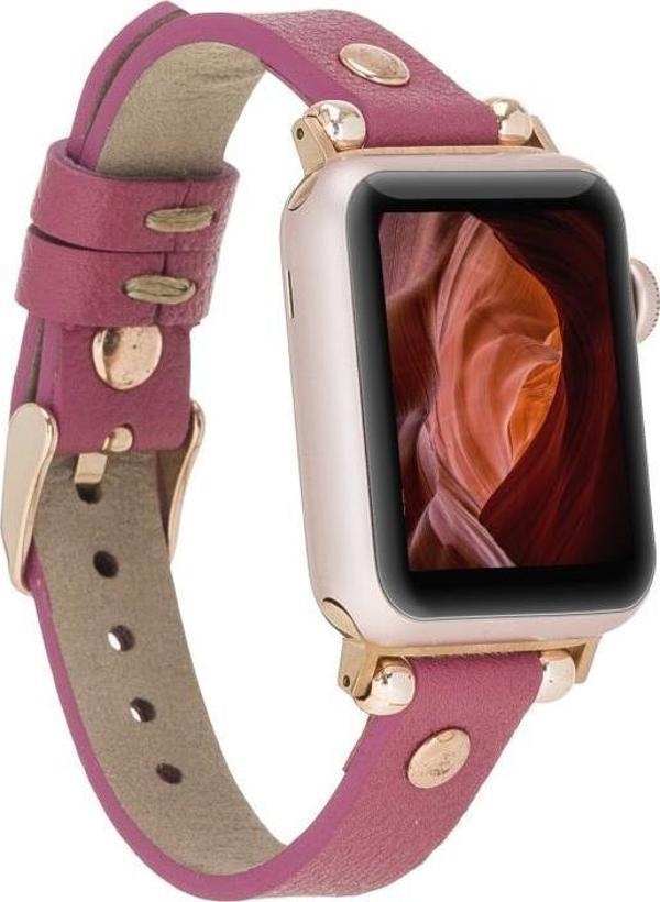Bouletta Apple Watch Uyumlu Deri Kordon 38-40-41mm RT CP4 Fuşya - Image 1