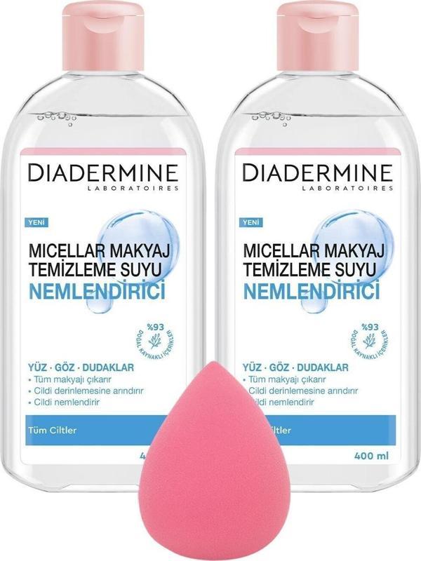 Diadermine Dıadermıne Nemlendirici Mıcellar Kusursuz Makyaj Temizleme Suyu 400 ml X 2 Adet +makyaj Süngeri - Image 1