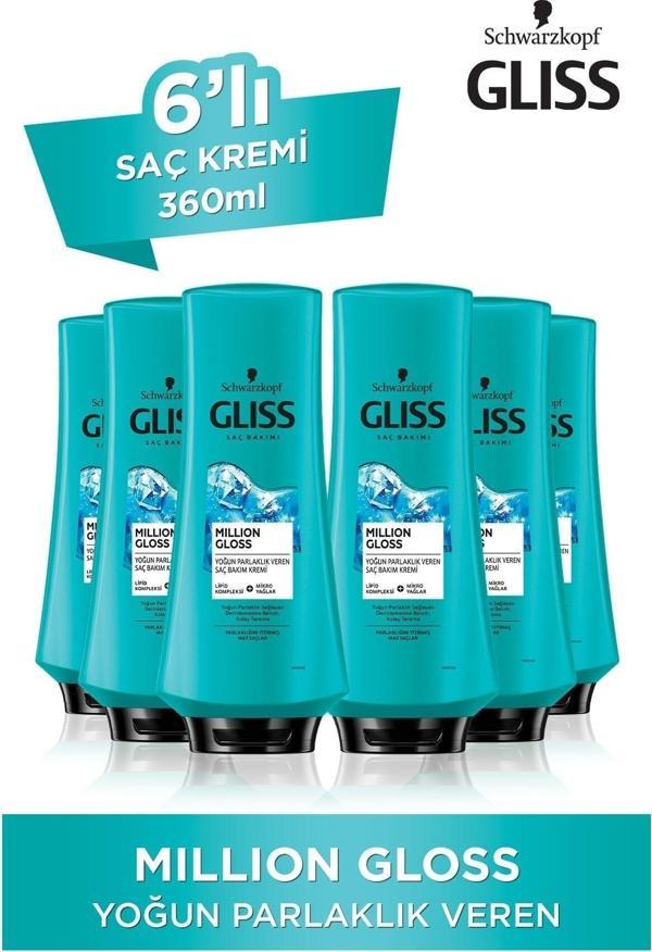 Gliss Million Gloss Yoğun Parlaklık Veren Saç Kremi 360 Ml 6'lı - Image 1