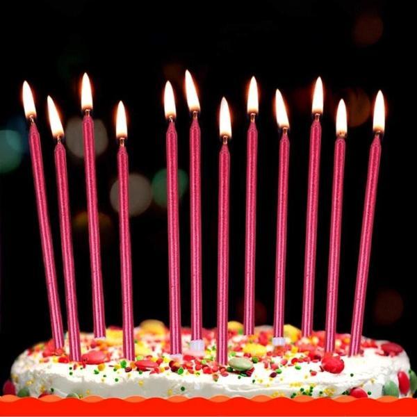 Kuzey 12 Adet Kırmızı Pasta Mumu Kırmızı Doğum Günü Mumu Kırmızı Uzun Mum Kırmızı Ince Church Red Candles - Image 1