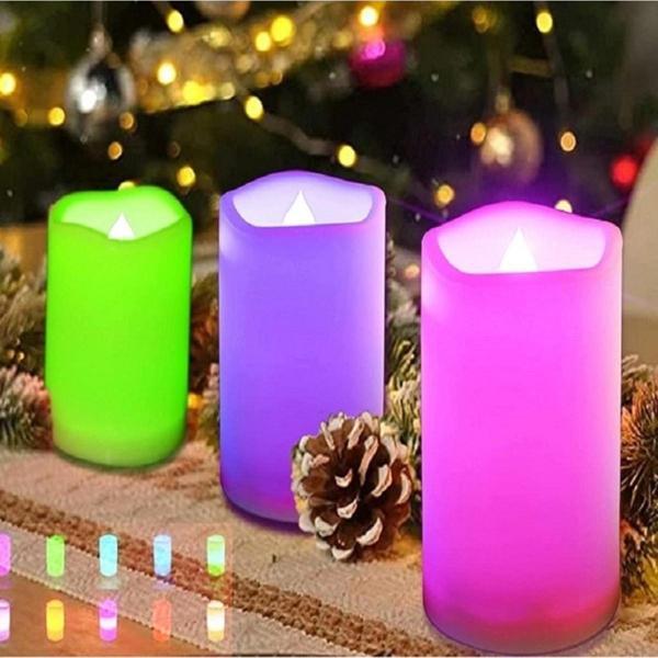 Kuzey Işıklı Romantik Mumlar Led Remote Control Electronic Candle Kumandalı Renkli Işıklı Mum 3Lü Set - Image 1