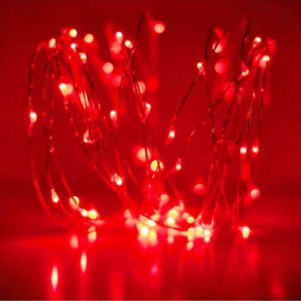 Kuzey Kırmızı Pilli Işık 10 Metre Pilli Kırmızı Led Işık Noel Işığı Yılbaşı Işığı Kırmızı Noel Işığı - Image 1