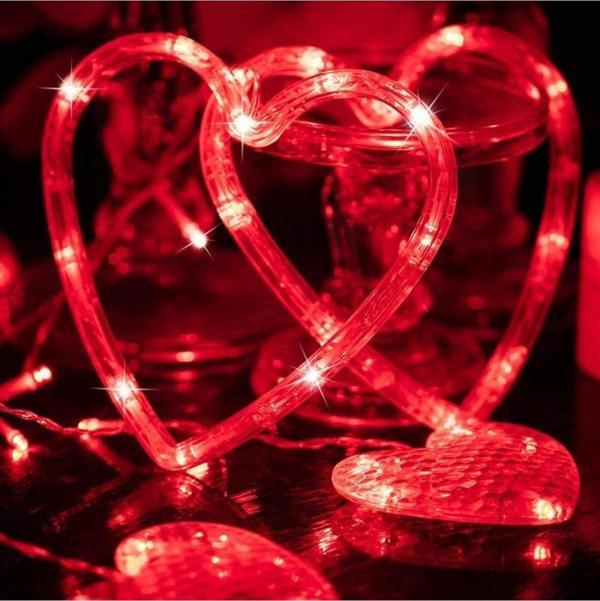 Kuzey Kırmızı Salkım Led Işık Kalpli Salkım Led Işık Yılbaşı Işıkları Vitrin Dekor Süsleme Işığı Red Light - Image 1