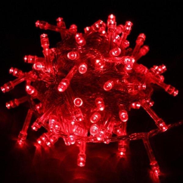 Kuzey Kırmızı Yılbaşı Ağacı Işığı 10 Metre Kırmızı Led Işık 100 Led Lambalı Fişli Noel Işığı Yılbaşı Işığı - Image 1