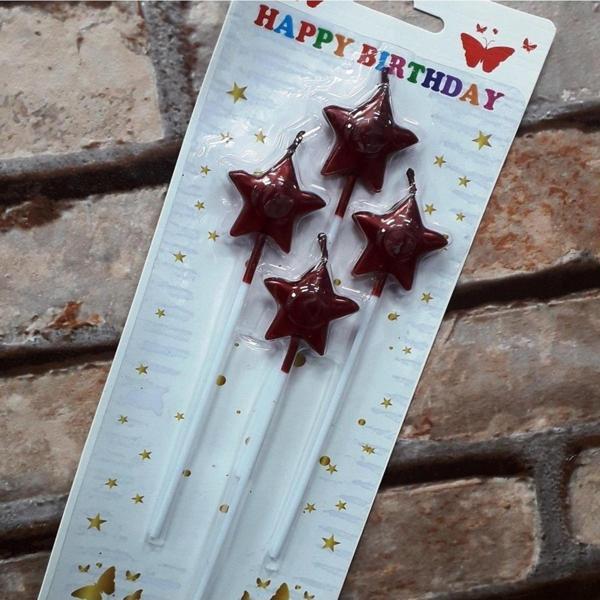 Kuzey 4 Adet Kırmızı Yıldız Pasta Mumu Yıldız Doğum Günü Pasta Mumu Kırmızı Pasta Mumu Yıldız Mum Candle - Image 1