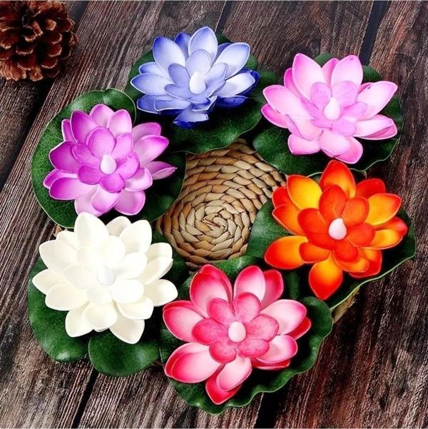 Kuzey 6 Adet Işıklı Su Mumu Water Floating Candle Lotus Flowers Sensor Led Light Yüzen Lotus Çiçekleri - Image 1