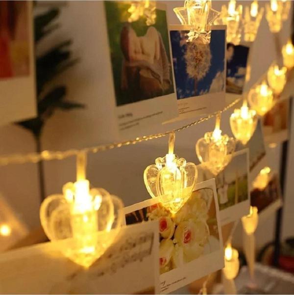 Kuzey Mandal Led Işık Heart Photo Clip String Led Light Pilli Kalpli Gün Işığı Led Işık Kır Düğünü Dekoru - Image 1