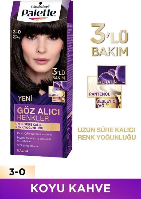 Palette Göz Alıcı Renkler 3 0 Koyu Kahve Saç Boyası - Image 1