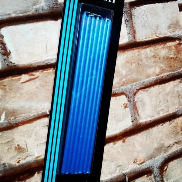 Kuzey 7 Adet Parlak Metalik Mavi İnce Uzun Pasta Mumu Mavi Doğum Günü Mumu Mavi Pasta Mumu Blue Candle - Image 1