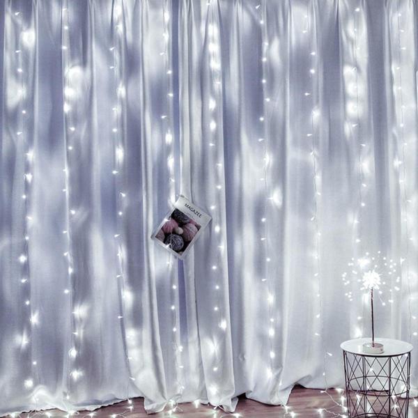 Kuzey Beyaz Salkım Led Işık 3.50X2 Metre Salkım Işık Beyaz Led Işık 10 Dallı Modlu Beyaz Perde Led Işık - Image 1