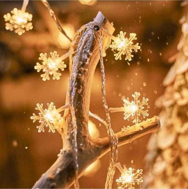 Kuzey Snow Flake Photo Clip String Led Warm Light Gün Işığı Pilli Kar Tanesi Mandal Led Işık 2 Metre Led - Image 1