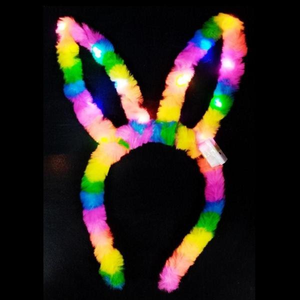 Kuzey Tüylü Işıklı Tavşan Tacı Renkli Işıklı Taç Parti Tacı Konser Şenlik Tacı Head Band Colors Led Light - Image 1