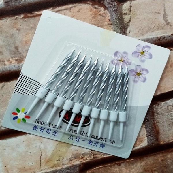 Kuzey Vıp Kalite Burgulu Gümüş Pasta Mumu Gümüş Doğum Günü Mumu 10 Adet Gümüş Mum Silver Bırthday Candle - Image 1