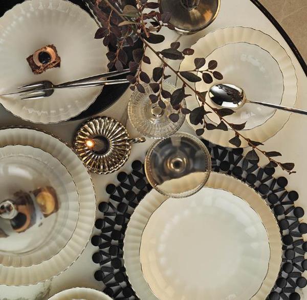 Kütahya Porselen Bone Luz-Form 52 Parça Yemek Takımı Platin File - Image 1