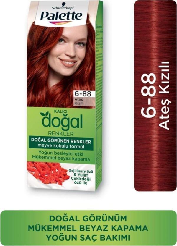 Palette Kalıcı Doğal Renkler Saç Boyası 6-88 Ateş Kızılı - Image 1