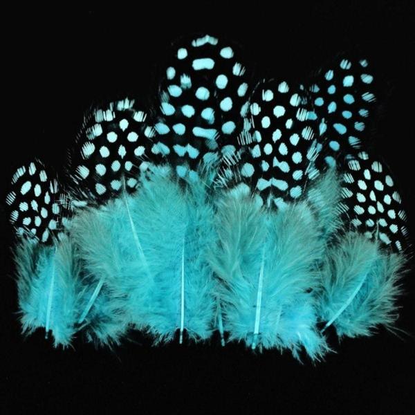 Kuzey 50 Adet Puantiyeli Mavi Siyah Kuş Tüyü Mavi Kuş Tüyü Decor Blue Bırd Feather Mavi Şeffaf Balon Tüyü - Image 1