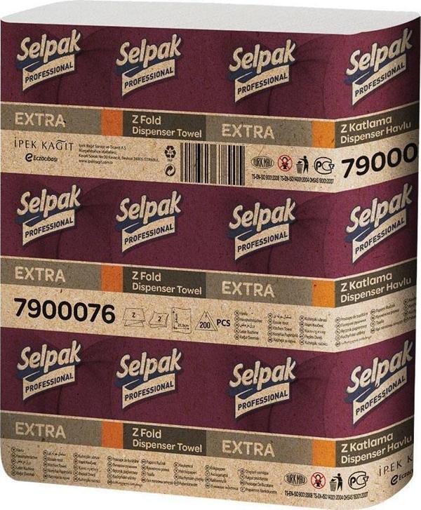 Selpak Extra Z Katlama Dispenser Havlu 200'lü 12 Paket - Image 1