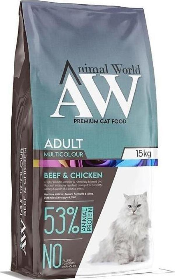 Animal World Beef & Chicken Yetişkin Kedi Maması 15 kg - Image 1