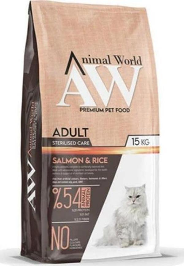 Animal World Cat Sterilised Somon Yetişkin Kedi Maması 15 kg - Image 1