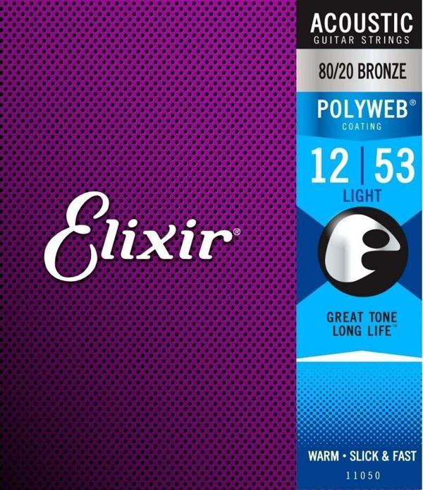 Elixir 012-053  80/20 Bronz Polyweb Akustik Gitar Teli (11050) - Image 1