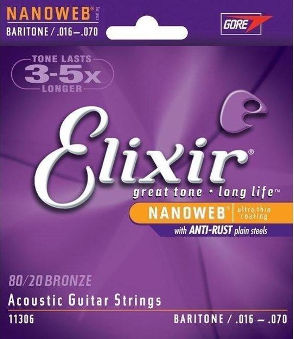 Elixir 016-070 Nanoweb Bariton Akustik Gitar Tel Seti - Image 1