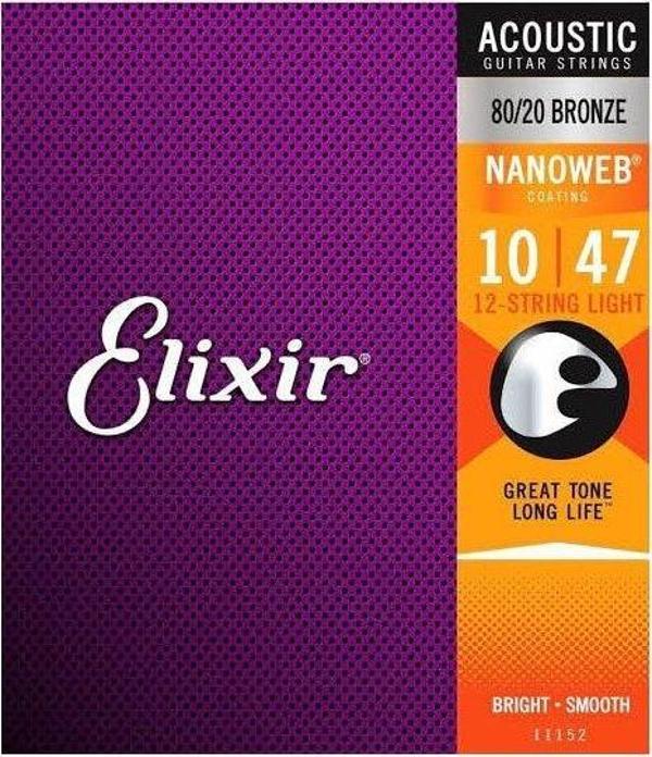 Elixir 010-047 Nanoweb Bronz 12 Telli Akustik Gitar (11152) - Image 1