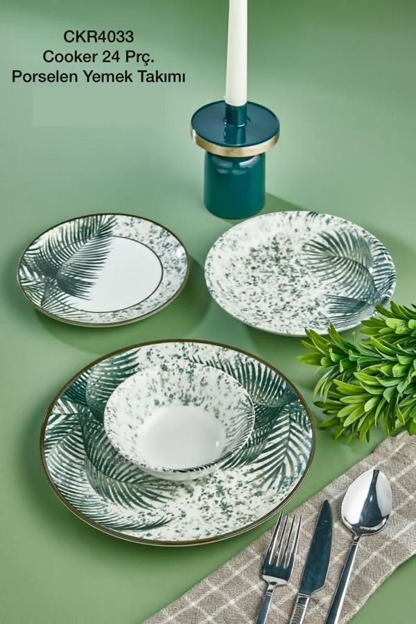 Cooker CKR4033 Dijital Baskılı 24 Parça Porselen Yemek Takımı - Image 1