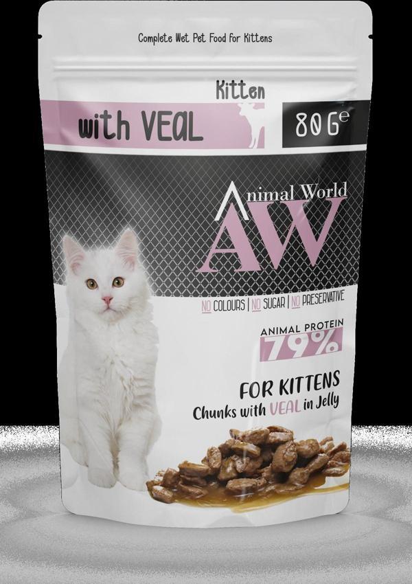 Animal World Kitten Jöleli Dana Etli Yavru Kedi Konservesi 80 gr - Image 1