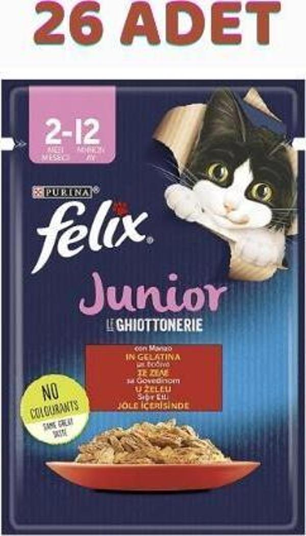 Felix Junior Sığır Etli Yavru Kedi Pouch 26x85 Gr - Image 1