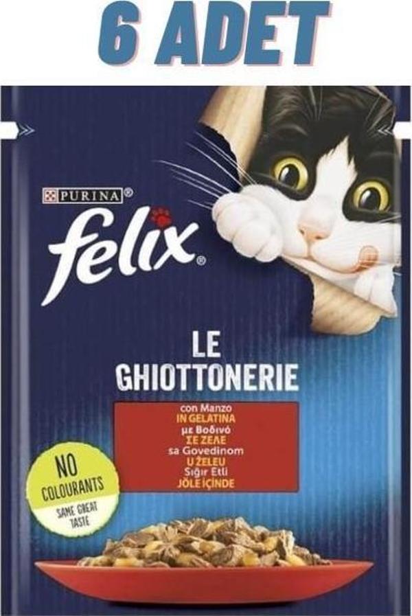 Felix Sığır Etli Yetişkin Kedi Konservesi Pouch 6x85 Gr - Image 1