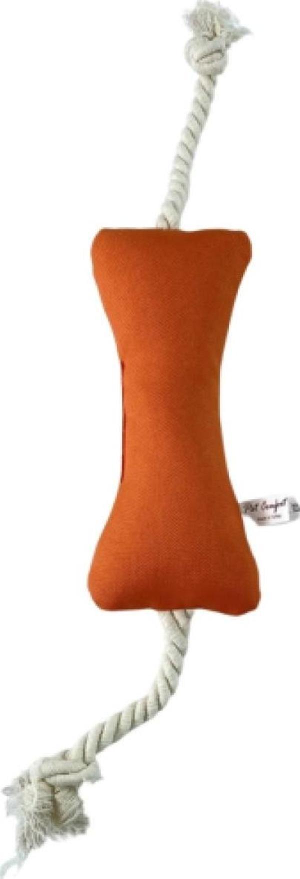 Pet Comfort İpli Kemik Su Geçirmez Köpek Oyuncağı, Turuncu 17cm - Image 1