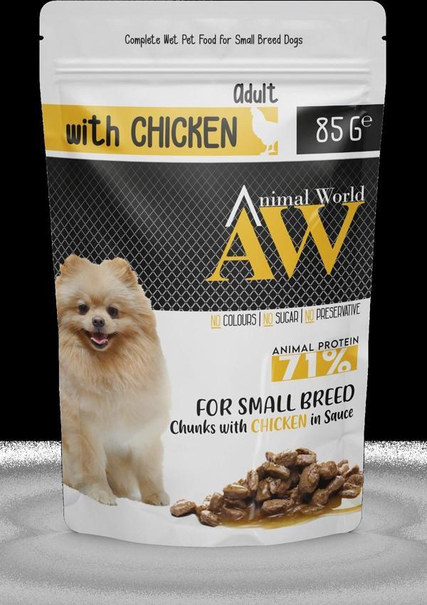 Animal World Küçük Irk Soslu Tavuk Etli Köpek Konservesi 85 gr - Image 1