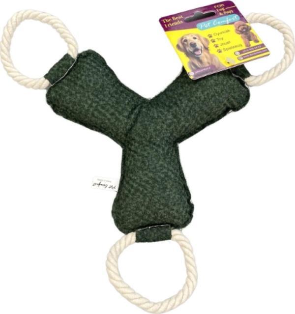 Pet Comfort İpli Bumerang Köpek Oyuncağı Yeşil 30cm - Image 1