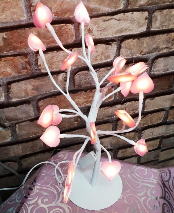 Kuzey Romantik Hediye Işıklı Dilek Ağacı Led Işıklı Ağaç Sevgililer Gününe Özel Pembe Kalpli Dilek Ağacı - Image 1