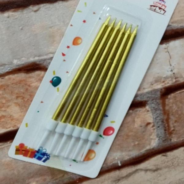 Kuzey Vıp Kalite Parlak Metalik Gold Pasta Mumu 6 Adet Gold Doğum Günü Mumu Decor Gold Bırthday Candle - Image 1